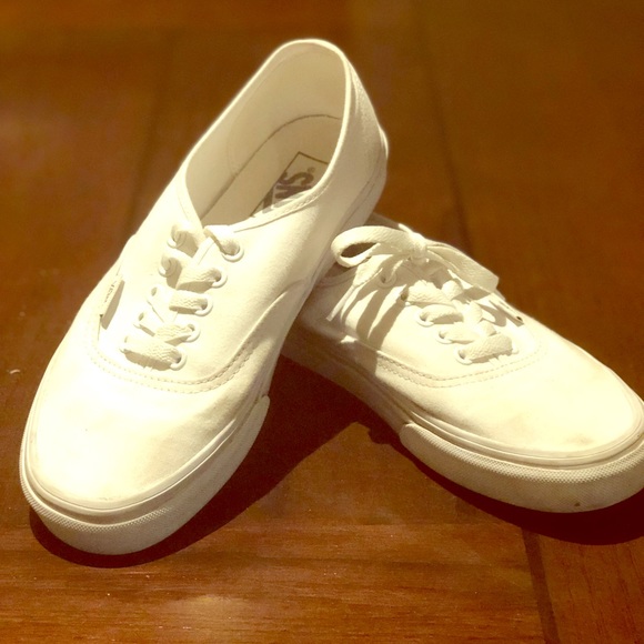 vans authentic white on feet